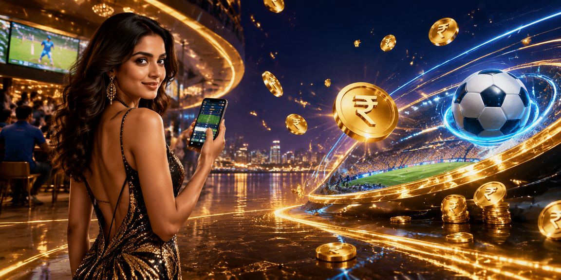 Indian cricket fan betting on mobile with rupee symbol