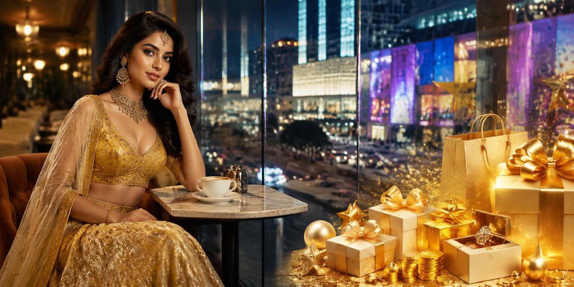 Indian entertainment casino scene with traditional colors