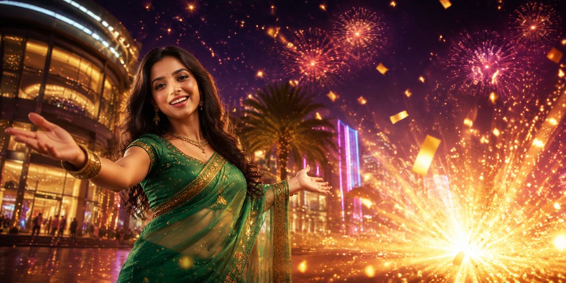 Indian woman enjoying casino slots online